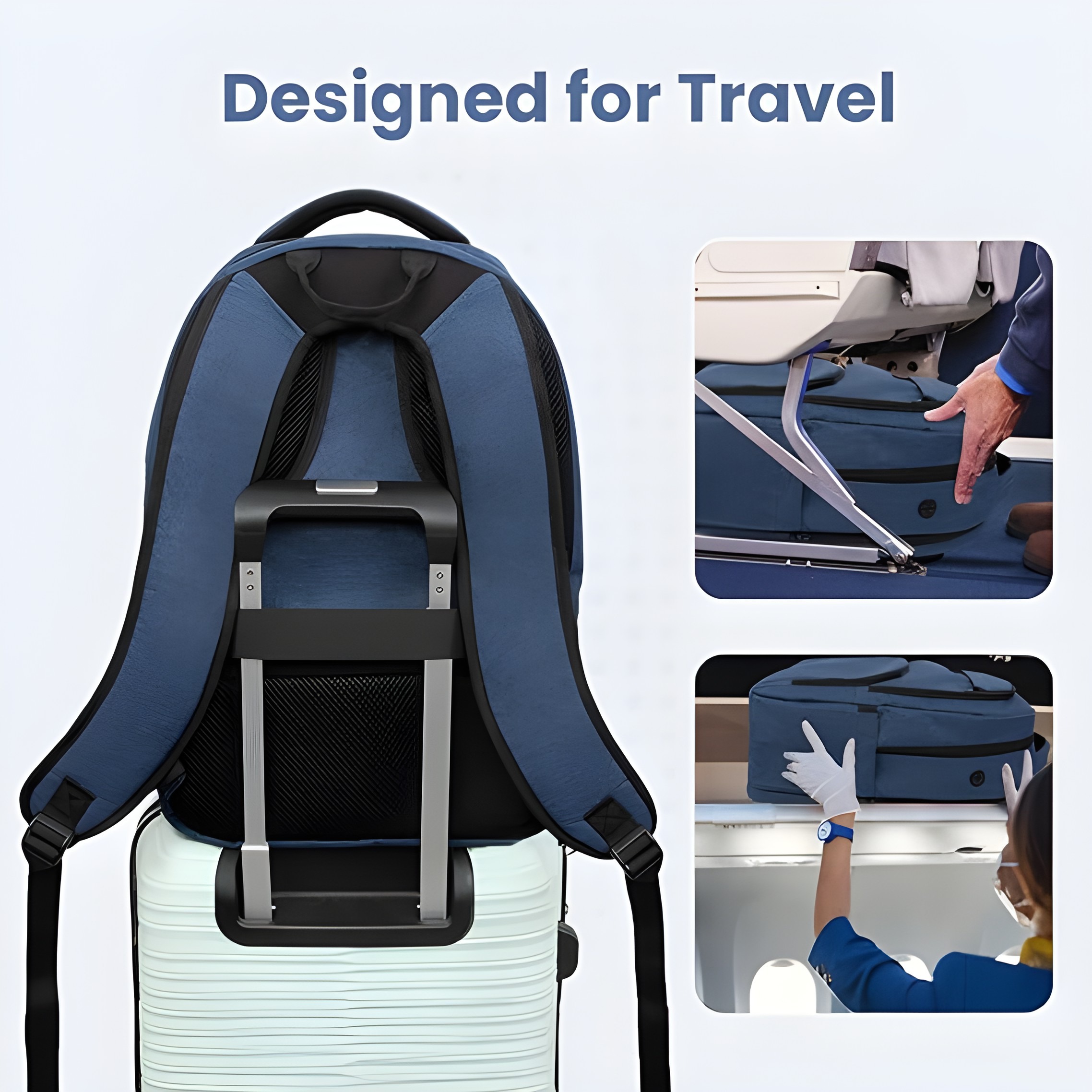 AeroShield Travel Backpack – Anti-Theft Business & USB Charging Backpack for Work & School (Navy Blue) - Image 5